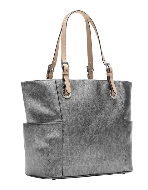 michael kors jet set east west signature metallic tote|Michael Kors saffiano tote.